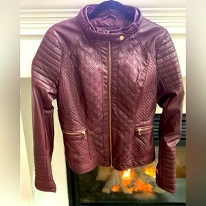 Ci Sono bt Cavalini- Wine Quilted Moto Jacket- Size L- like new